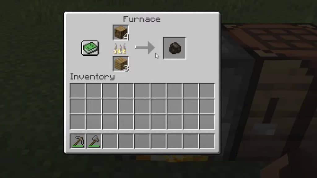 Smelting wood to make charcoal in Minecraft