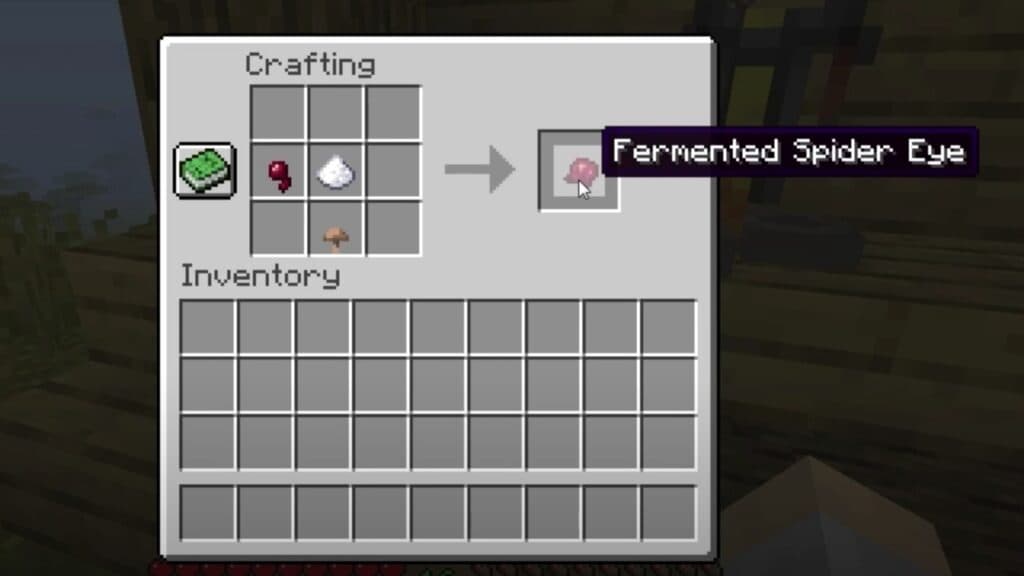 Crafting recipe for fermented spider eye in Minecraft