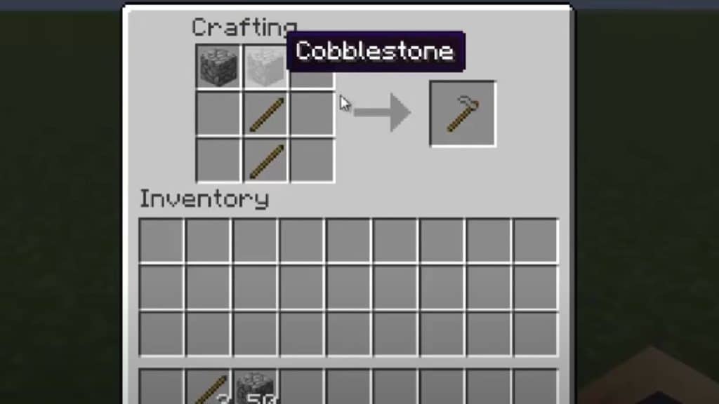 Crafting recipe for a hoe in Minecraft