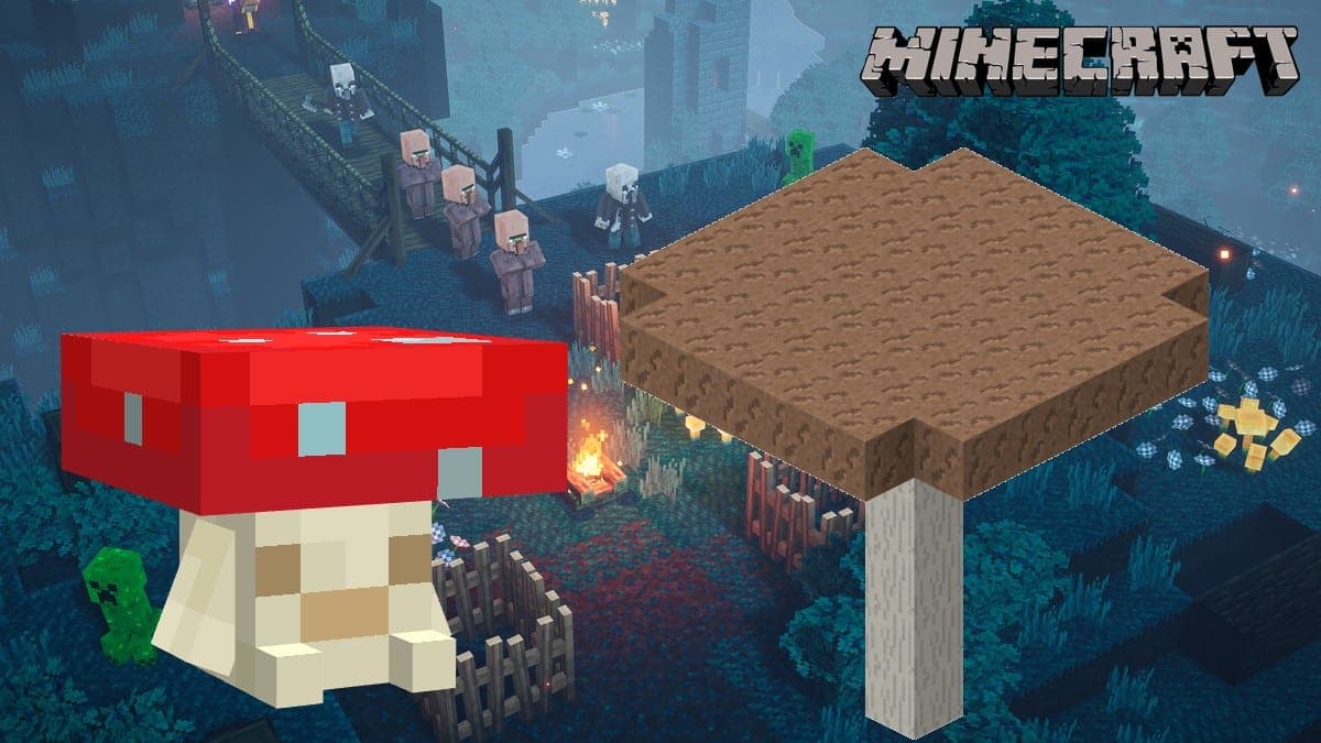 Red and brown mushroom in Minecraft