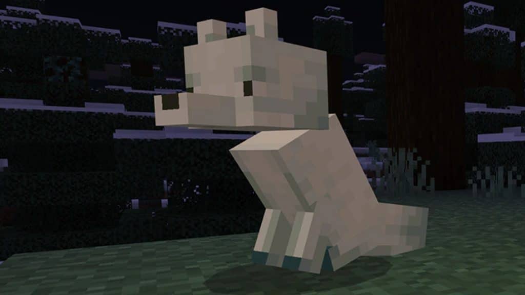 A white snowy fox in Minecraft