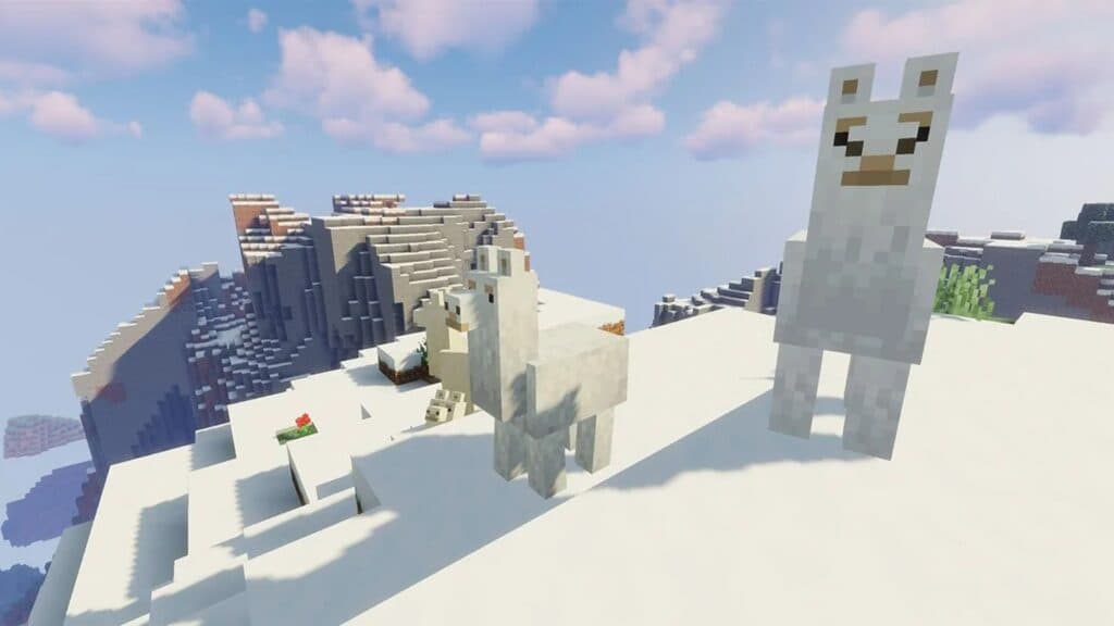 Snowy llamas in Minecraft