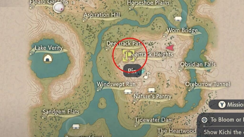 Munchlax's location marked on the Pokemon Legends: Arceus map