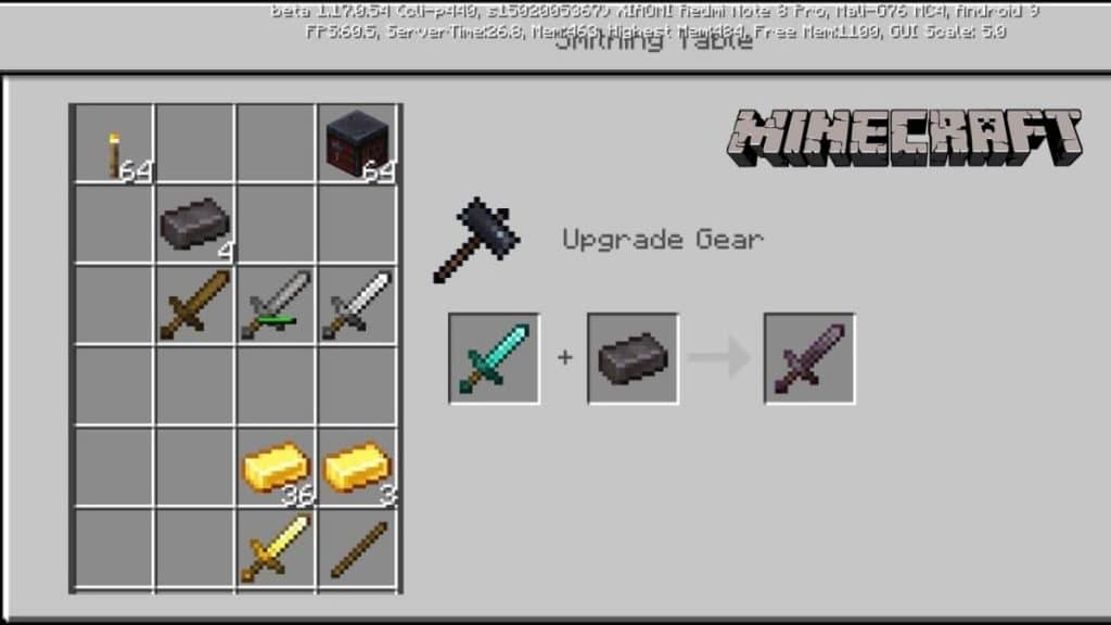 Uses of Smithing Table in Minecraft