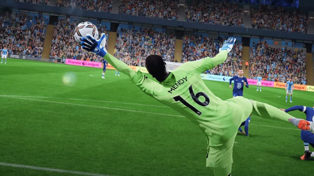 FIFA 23 goalkeeper stopping the ball