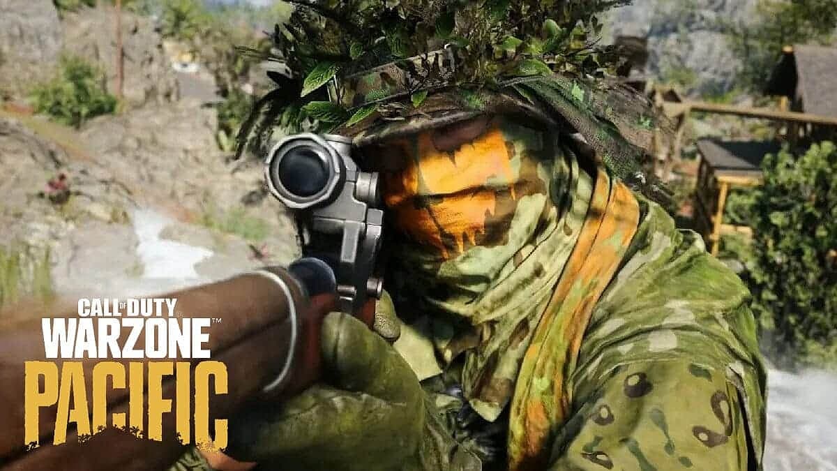 Warzone Pacific Operator using a Sniper Rifle