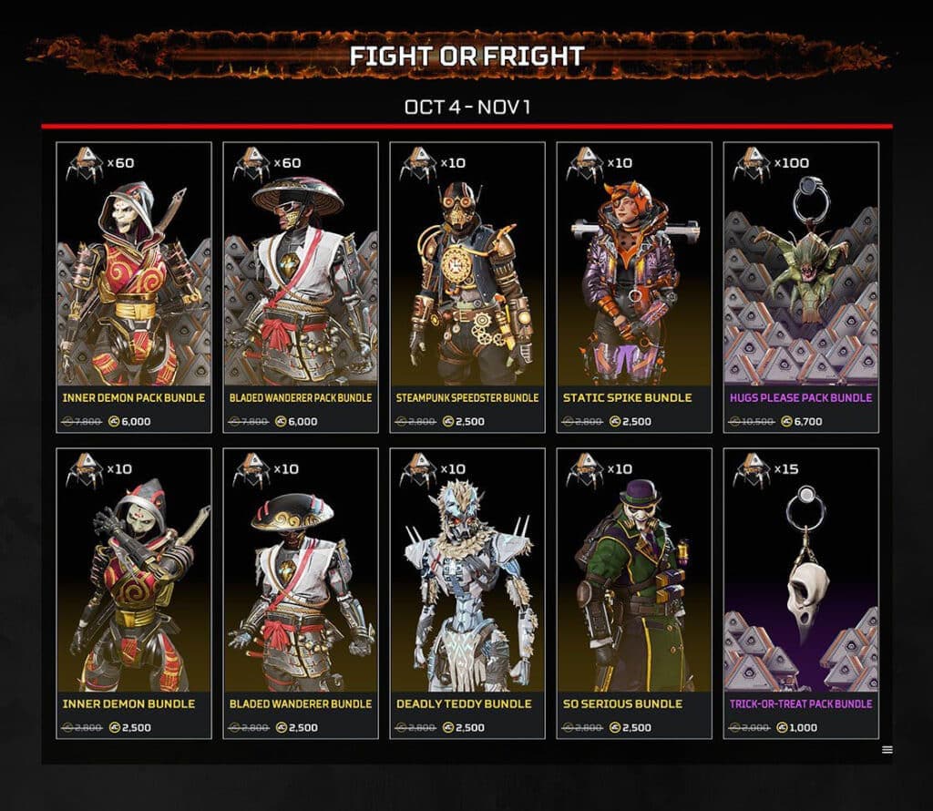 Apex Legends Fight or Fright October 4 - November 1 skins