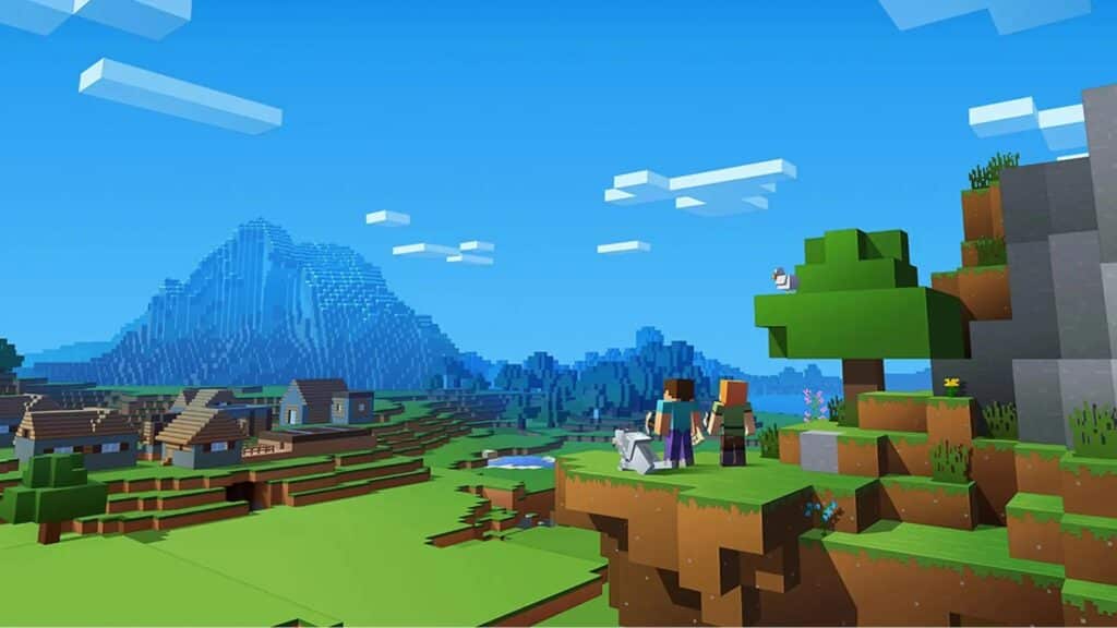 Minecraft official artworking featuring the green Overworld