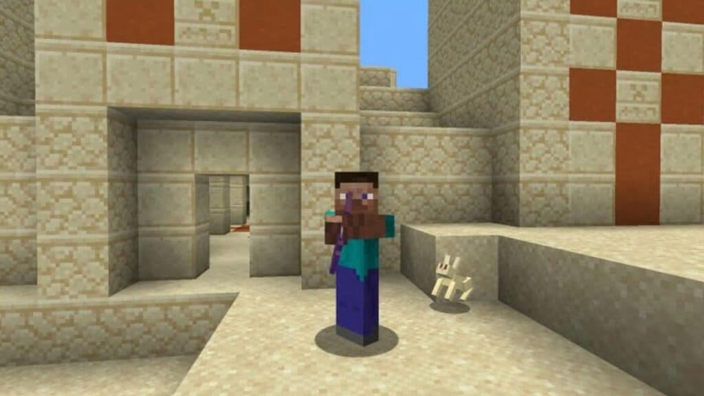 Minecraft's Steve holding a bow