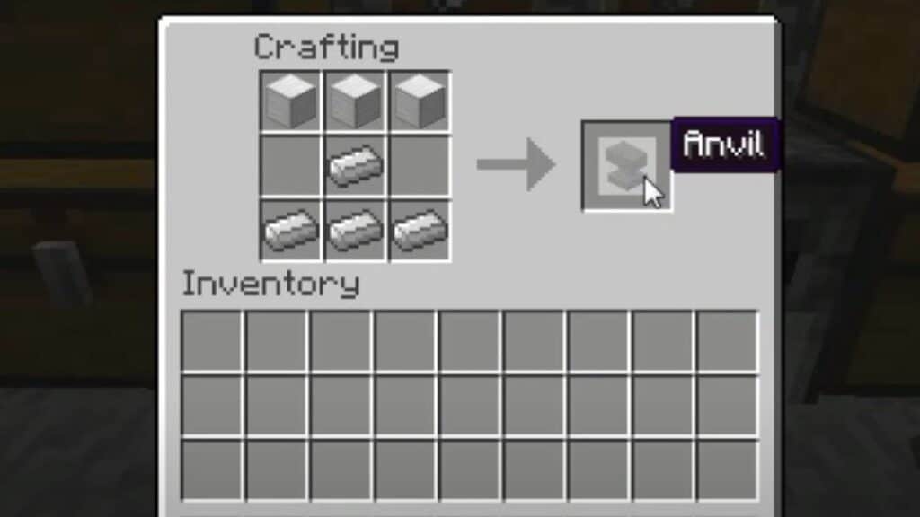 Crafting recipe to make anvil in Minecraft