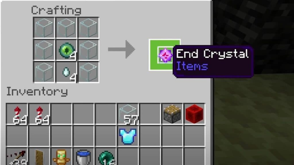 Crafting recipe for the End Crystal in Minecraft