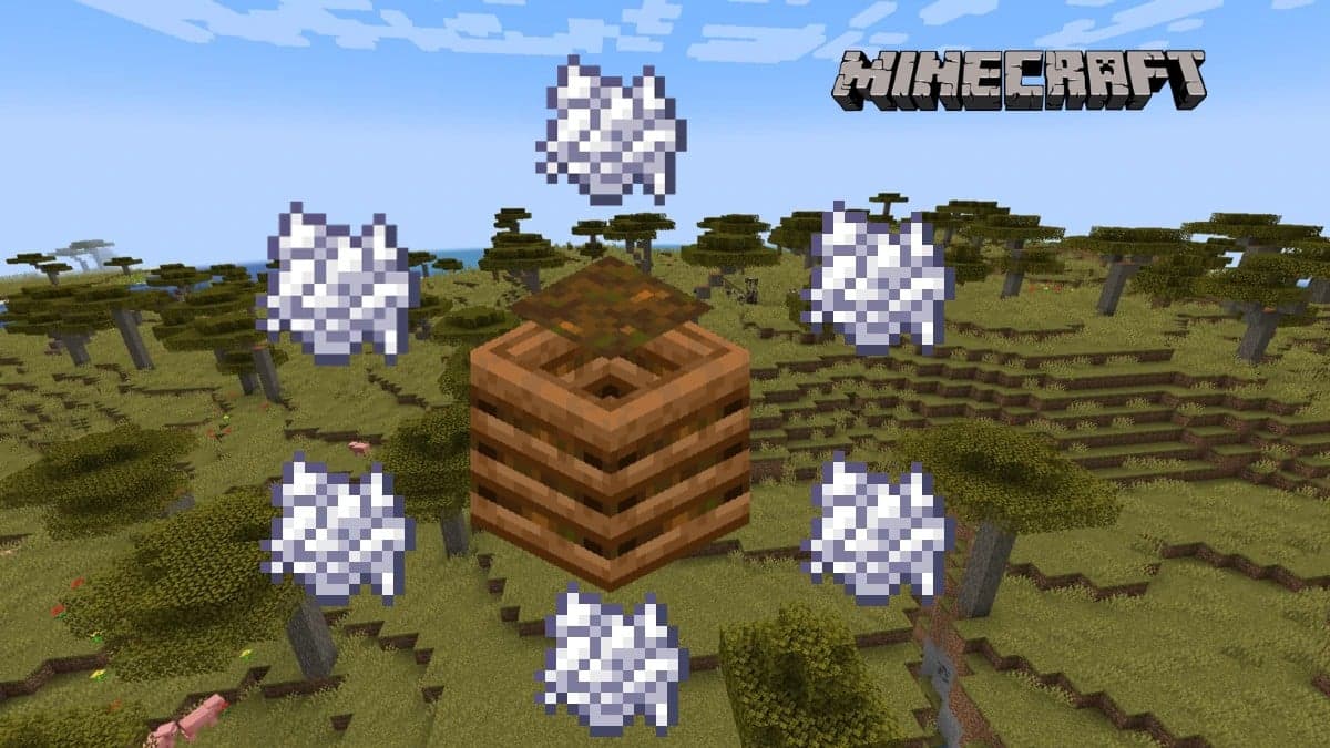 A composter and bone meal in Minecraft
