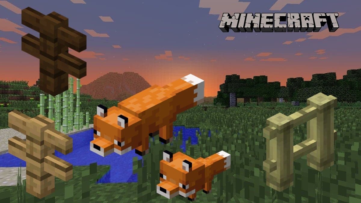 Fence and foxes in Minecraft