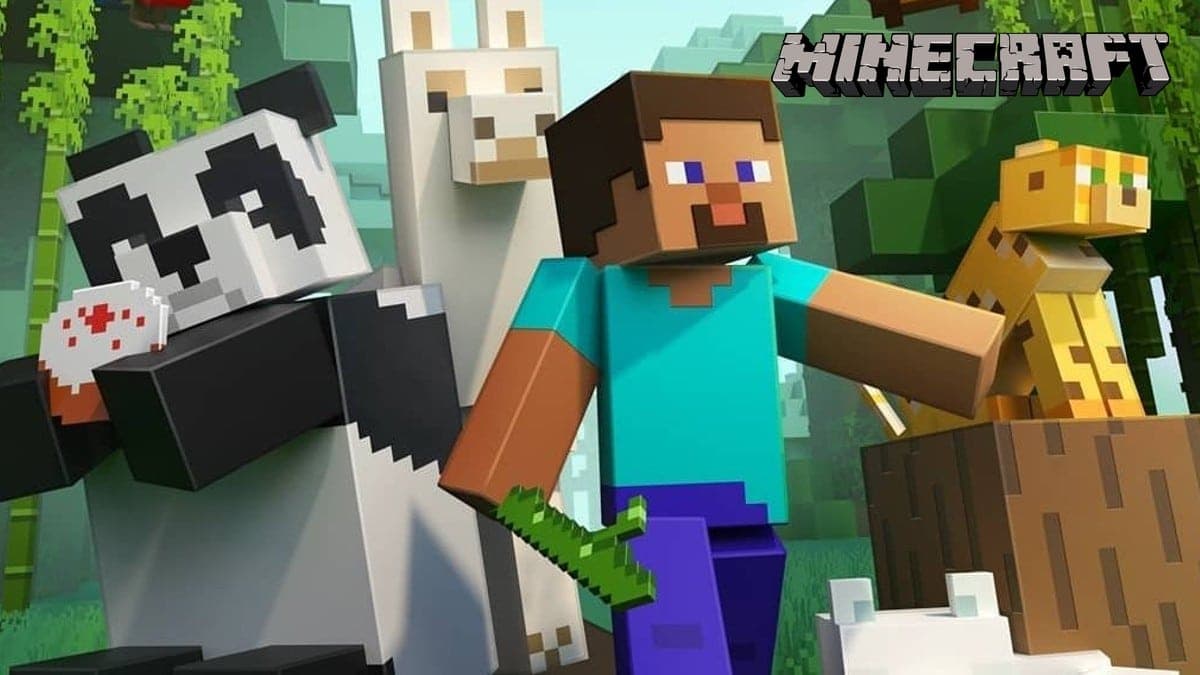 Minecraft's Steve with a Panda