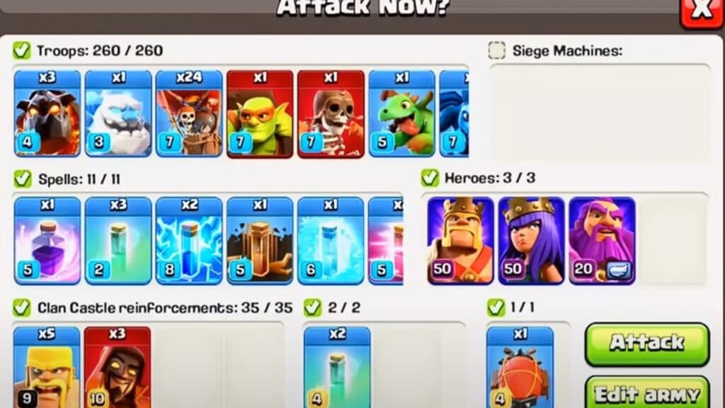 Lavaloon Blizzard attack for Town Hall 11 in Clash of Clans