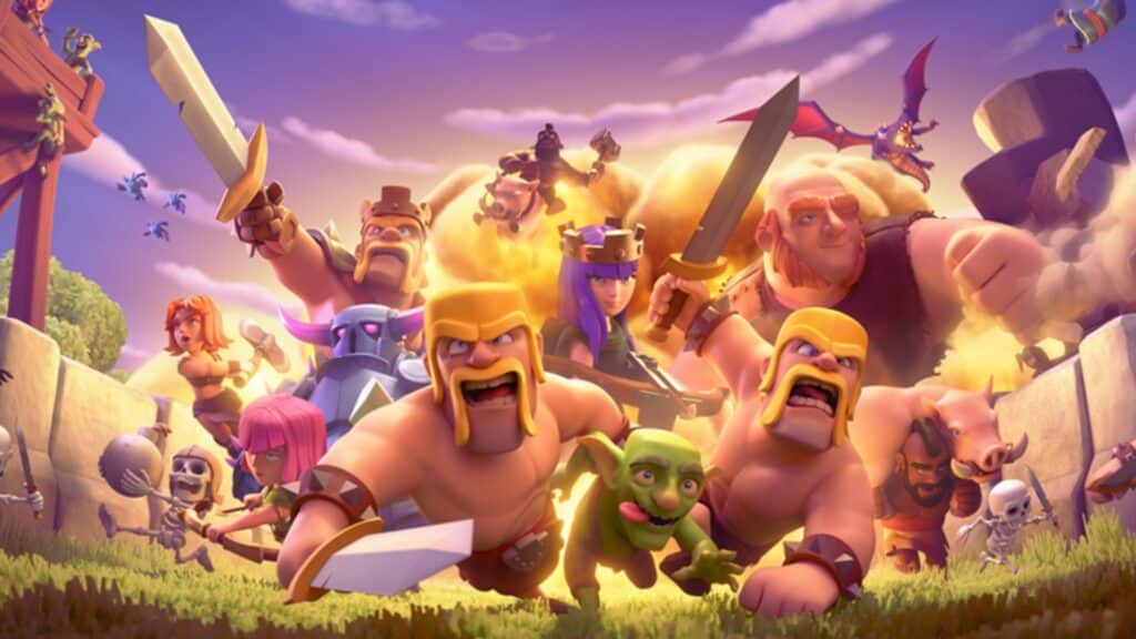 Clash of Clans troops attacking in war