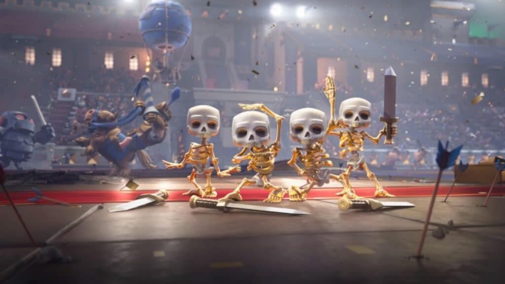 Skeletons from Clash Royale dancing
