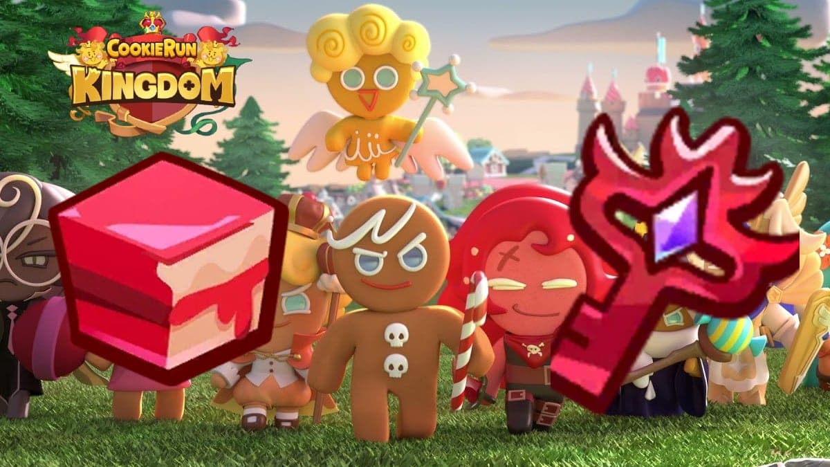 Cookies from Cookie Run Kingdom with Searing Keys and Chaos Cake Pieces