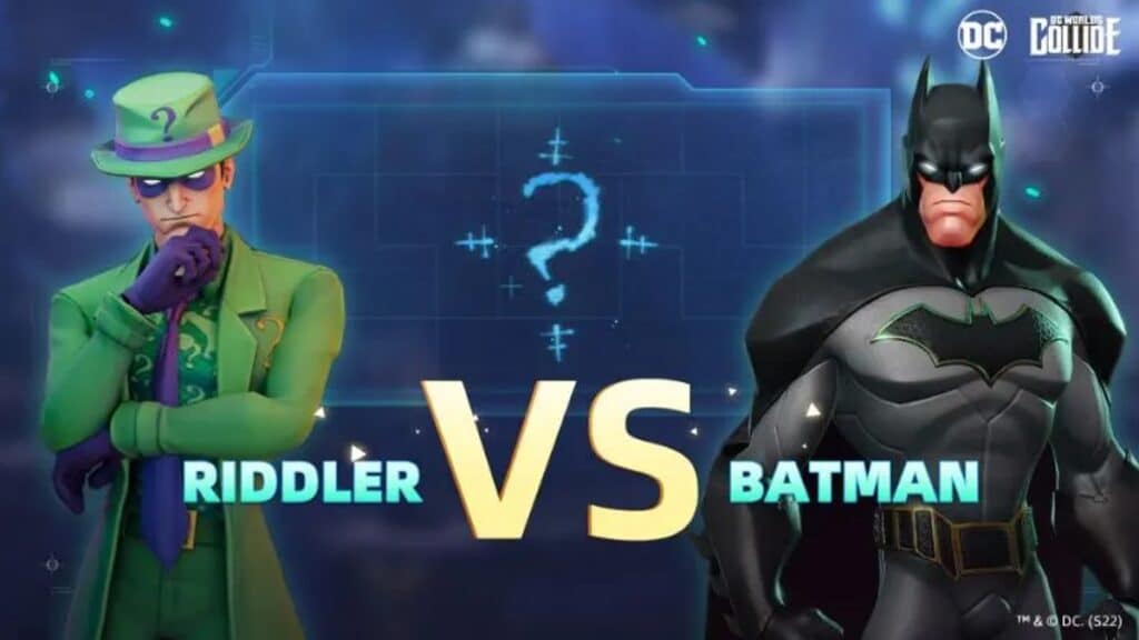 Batman vs Riddler in DC Worlds Collide
