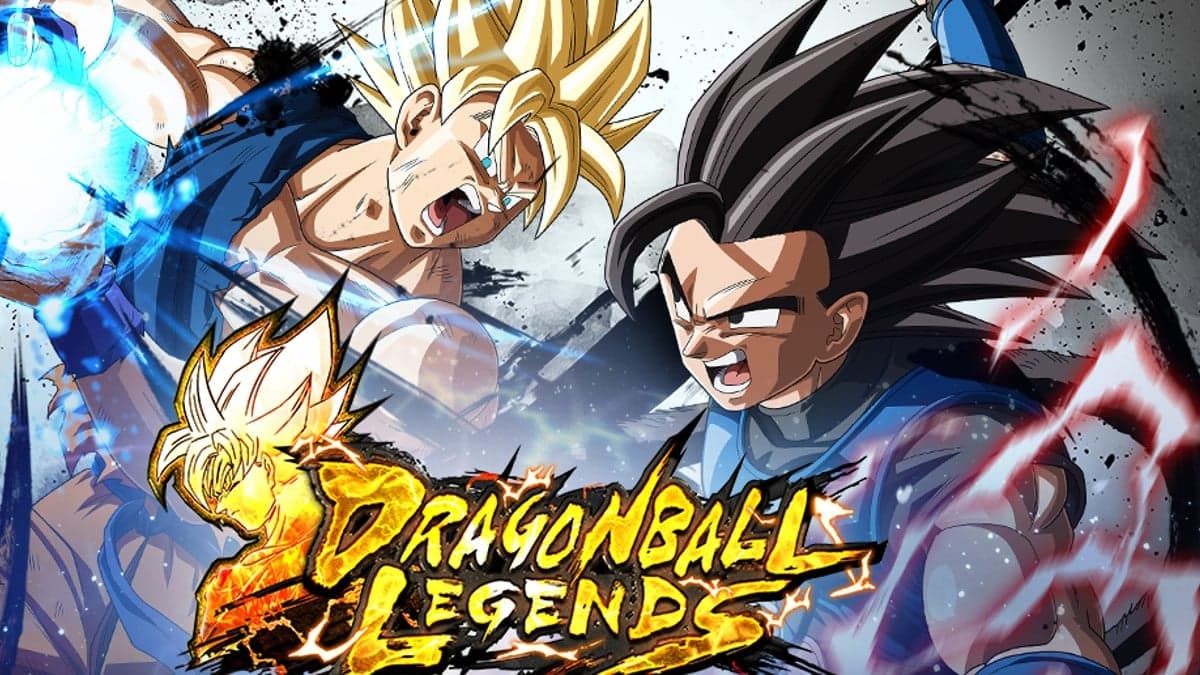 Vegeta and Goku battling in Dragon Ball Legends thumbnail.