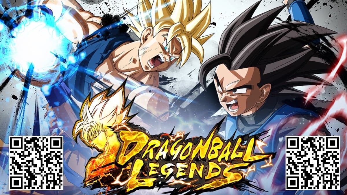 Dragon Ball Legends promo art with QR codes
