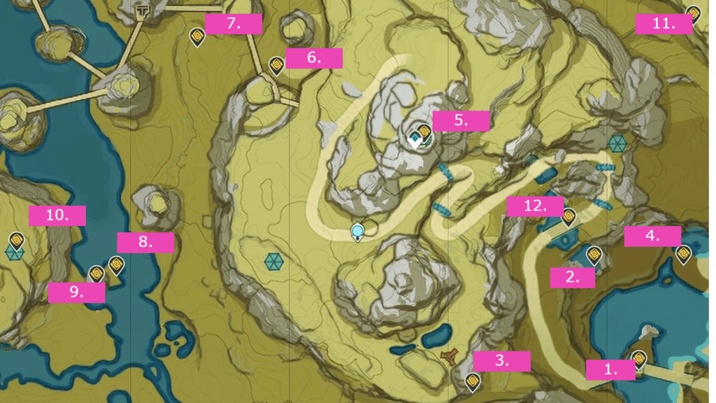 Geoculus locations in Liyue's Stone Forest
