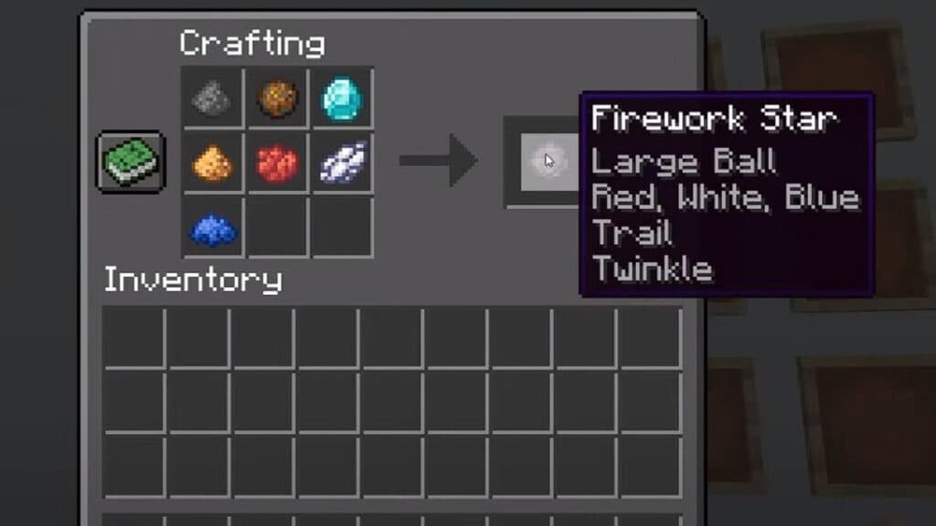 Crafting recipe to make Firework Star in Minecraft