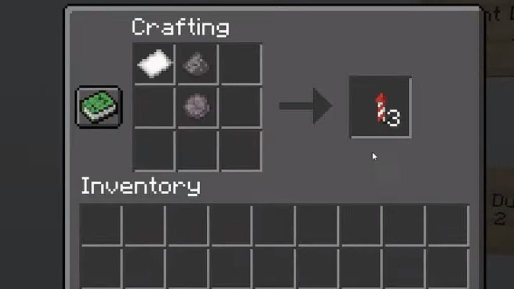 Crafting recipe to make fireworks in Minecraft