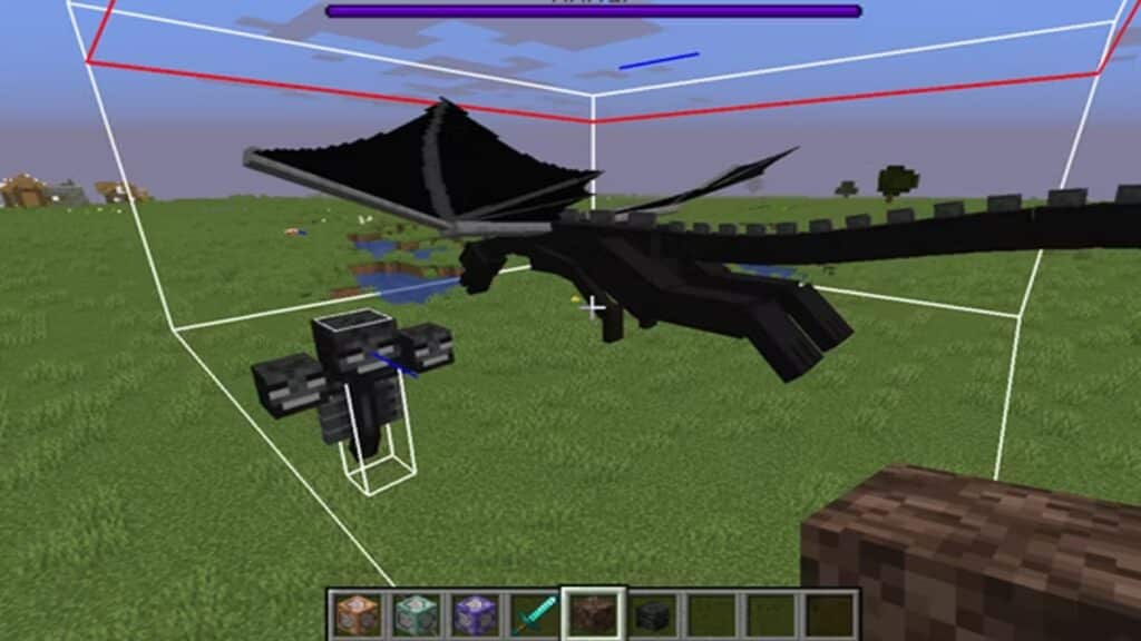 Minecraft Ender Dragon with hitboxes