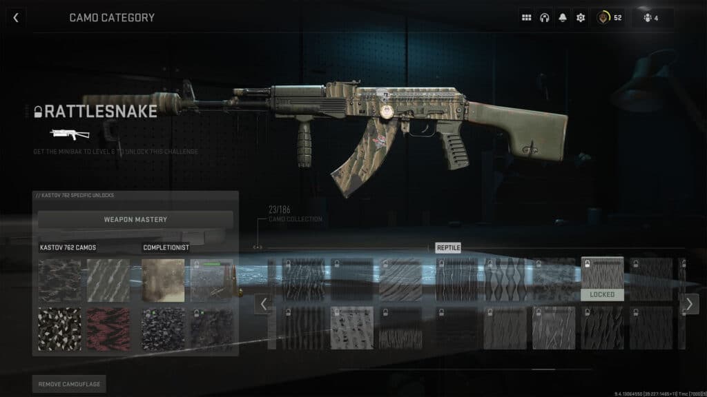 Modern Warfare 2 camo selection screen