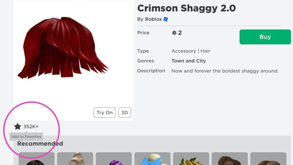 Crimson Shaggy cap being added to Roblox Favorites