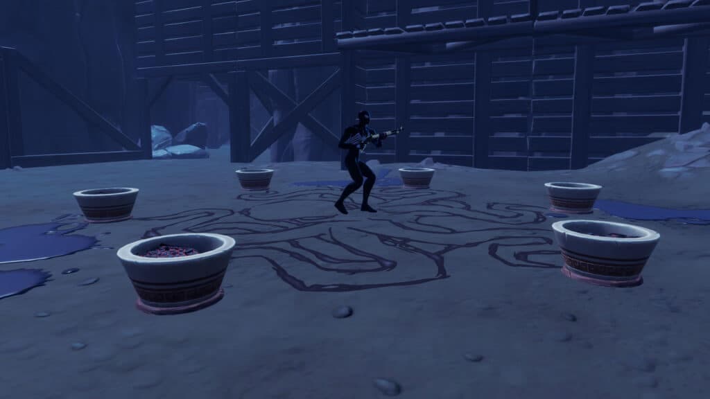 Fortnite player summoning Inkquisitor boss at Grim Gables
