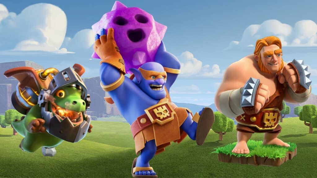Bowler, Inferno Dragon, and Super Giant in Clash of Clans