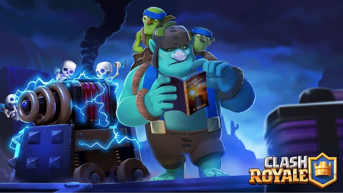 Clash Royale official art featuring Giant Goblin and Sparky