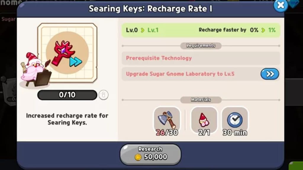 Searing Key upgrade in Cookie Run Kingdom