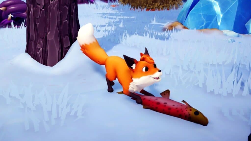 fox and fish in frosted heights in disney dreamlight valley