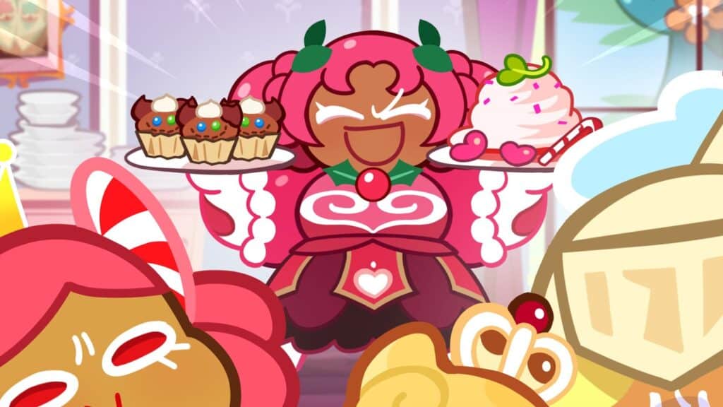 Hollyberry Cookie feeding desert to other Cookies
