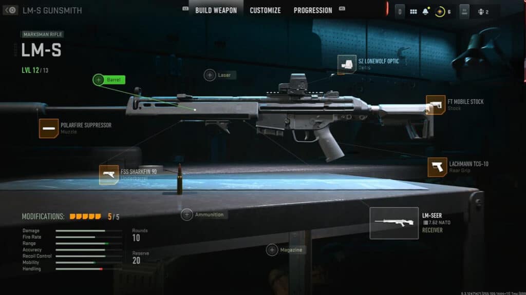 The LM-S Marksman Rifle in Call of Duty Modern Warfare 2.