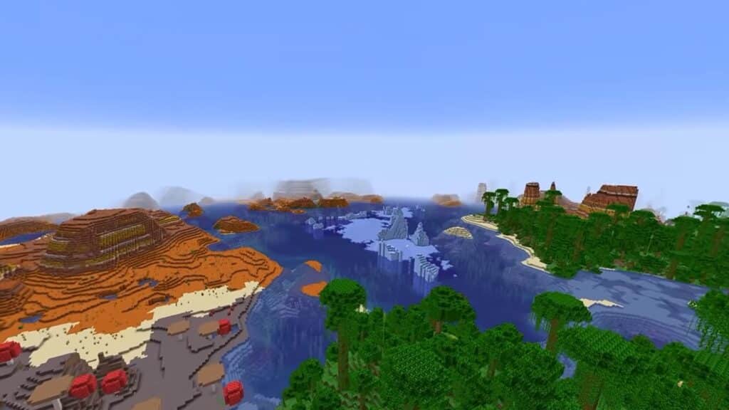 Minecraft seed with multiple biomes near spawn