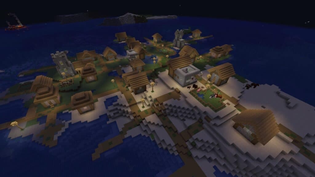 Minecraft village with 24 buildings