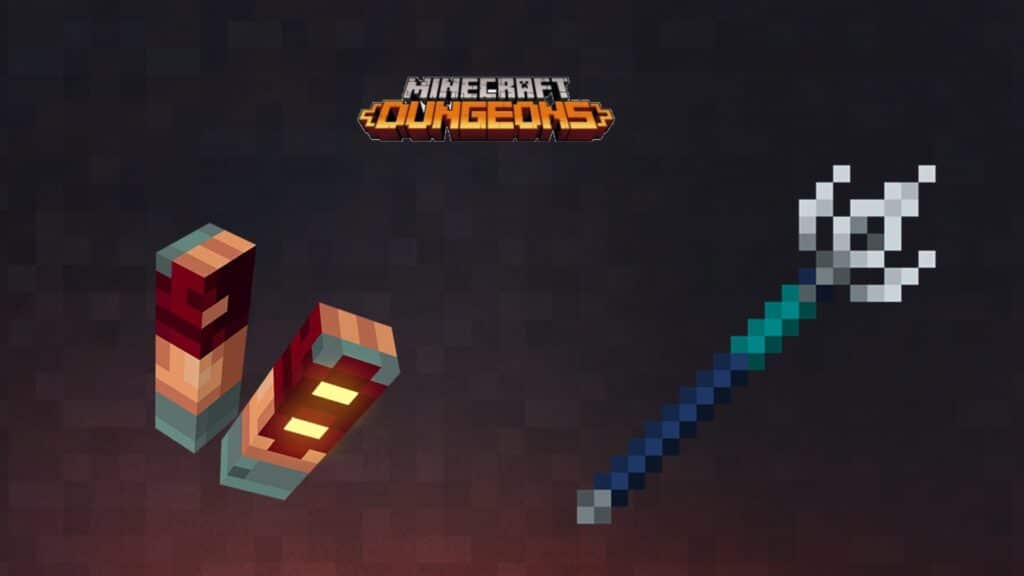 Whispering Spear and Fighter's Binding in Minecraft Dungeons