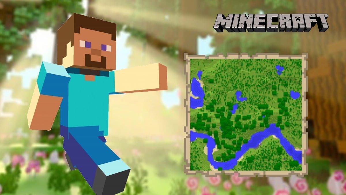 Steve from Minecraft with a map