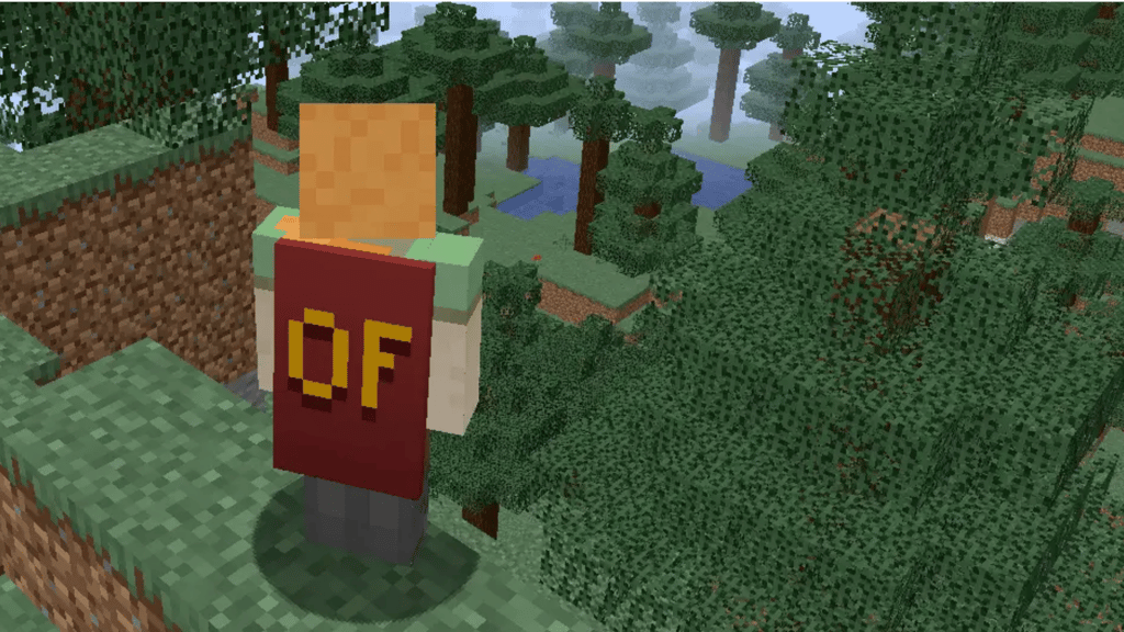 Optiffine cape in Minecraft installed through mods