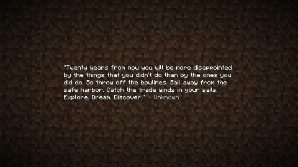 The End poem screen in Minecraft after you beat the game