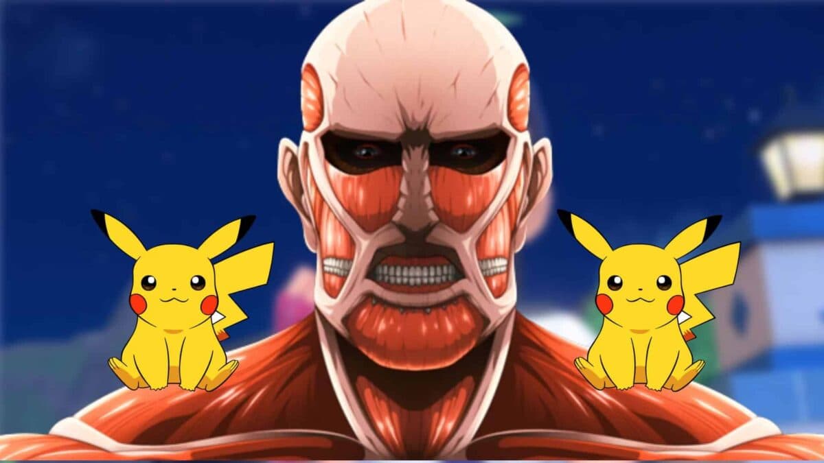 pikachus with colossal titan in pokemon scarlet and violet