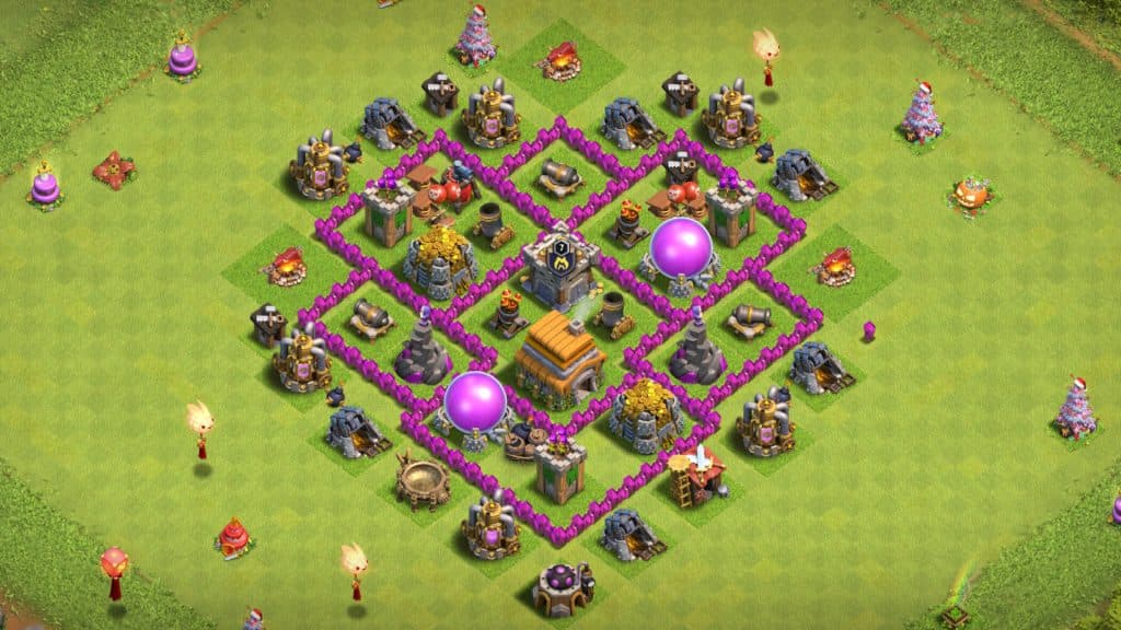 Town Hall 6 base in Clash of Clans