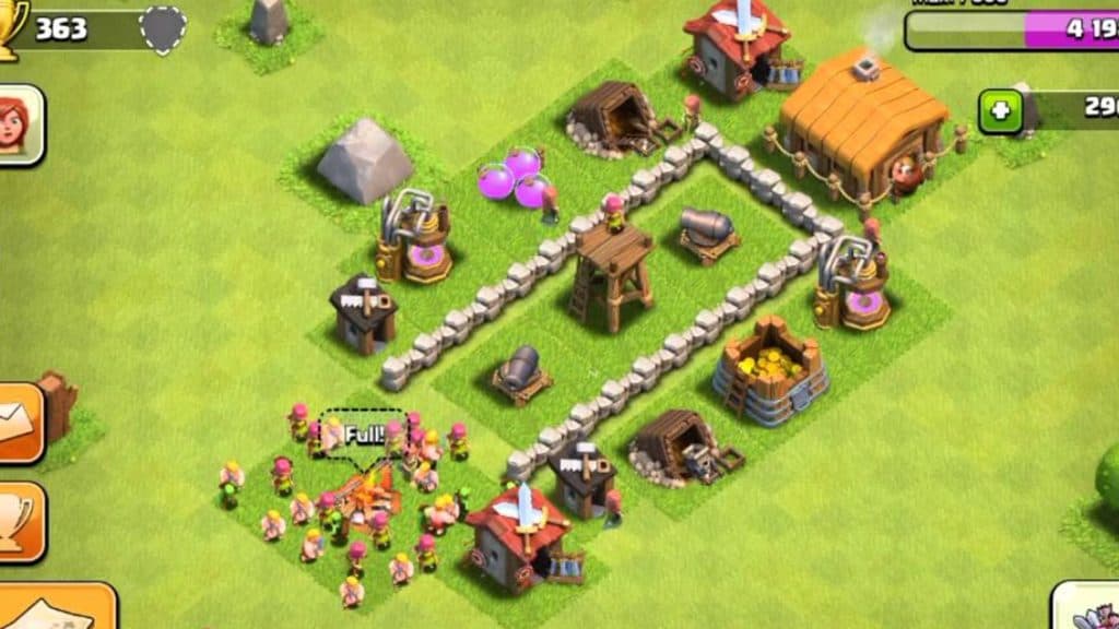 Town Hall 2 base in Clash of Clans