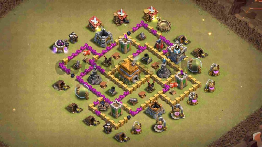 Town Hall 6 base in Clash of Clans