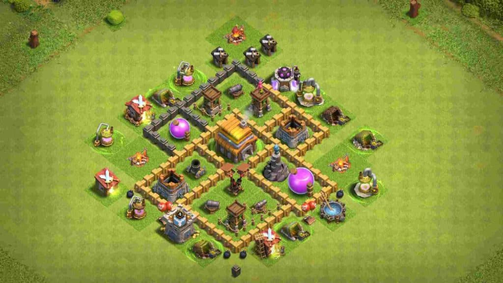 Town Hall 5 base in Clash of Clans