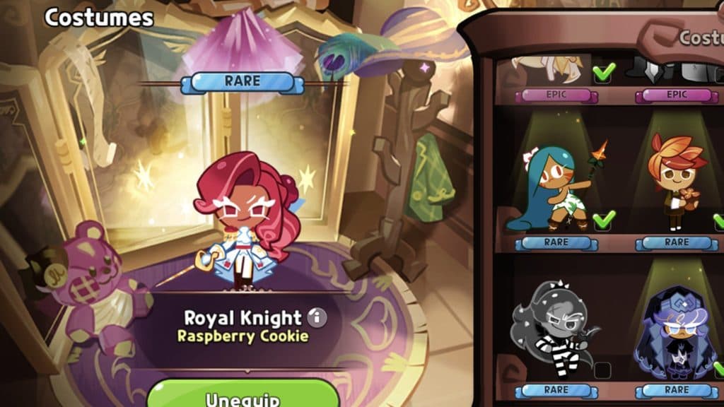 Costumes section in Cookie Run Kingdom